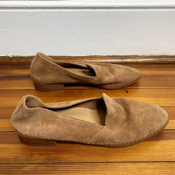 Soludos Tan Venetian Soft Cowhide Suede Slip On Round Toe Loafers - Picture 6 of 10